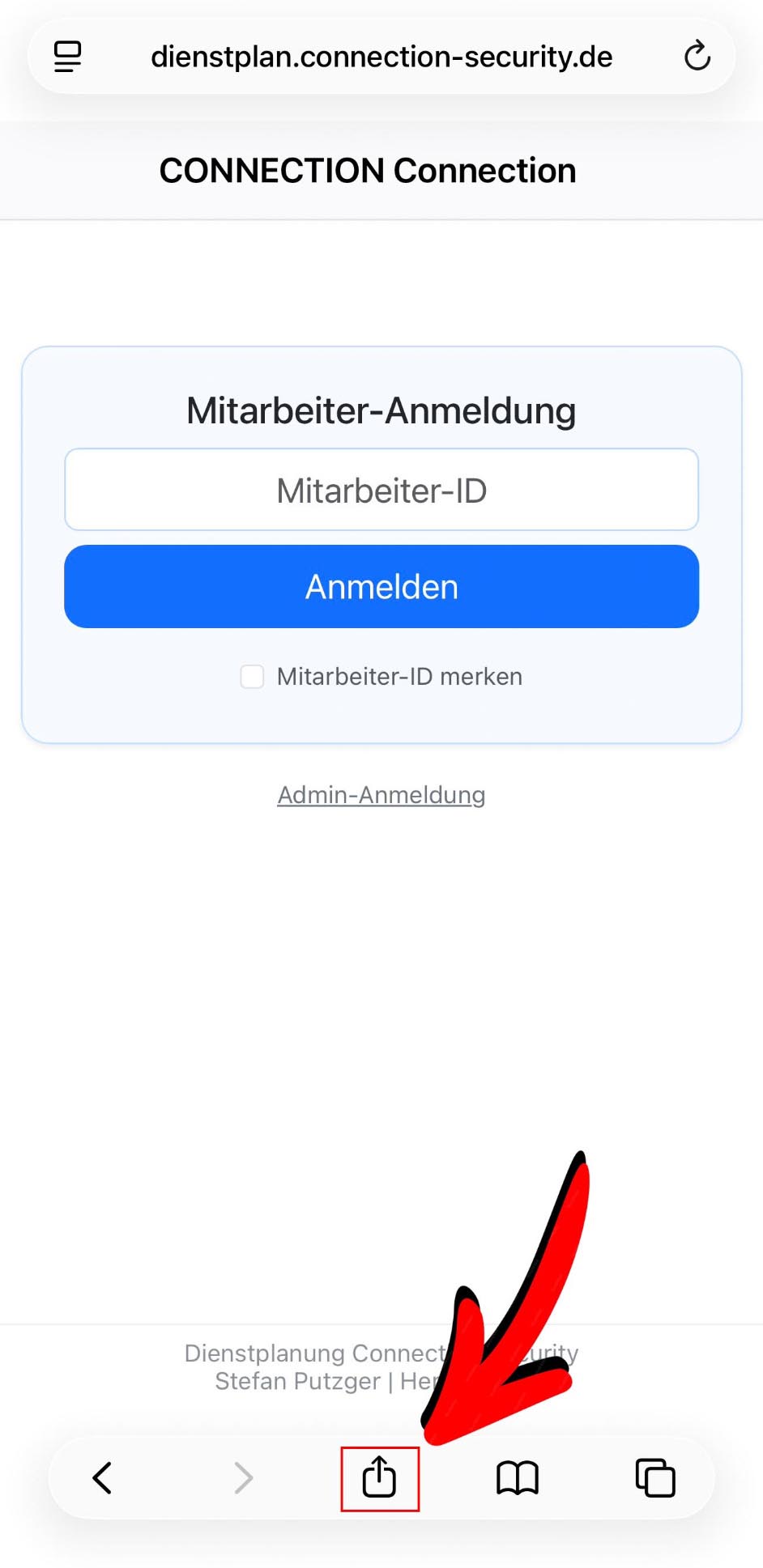 Schritt 2: Teilen-Symbol in Safari