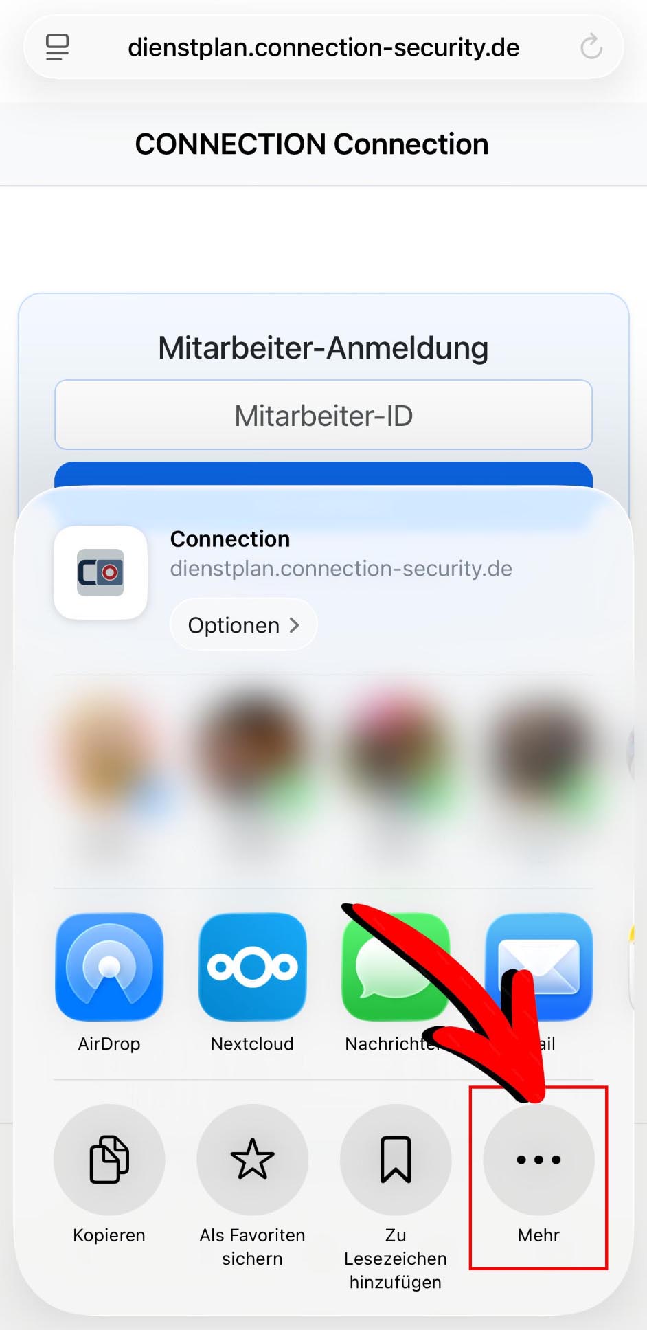 Schritt 3: Mehr (...) im Teilen-Menü